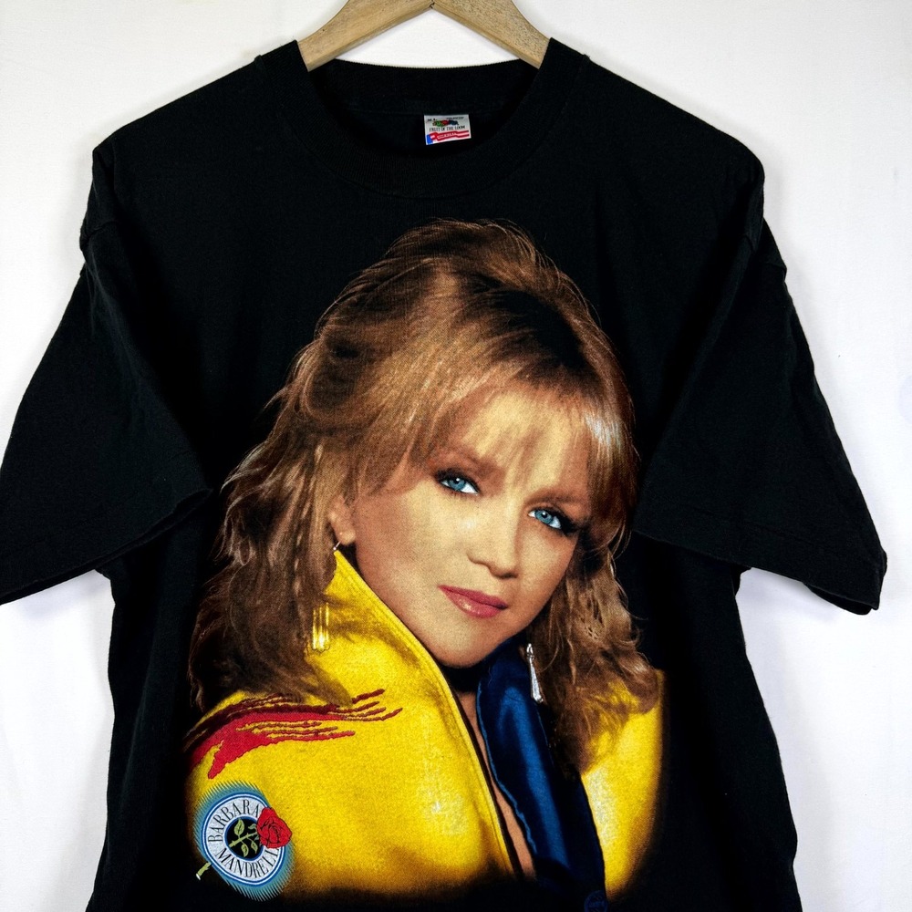 Vintage 90s Barbara Mandrell Fruit of The Loom T-Shirt Adult XL Black Band Tee - Picture 2 of 8